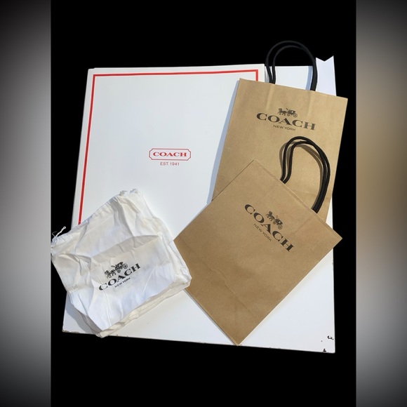 1 ~ Coach Gift Box 14x14 / 2~ Coach Brown Paper bags 8x10 / 4 ~ Dust bags  7x 7 - Picture 1 of 4